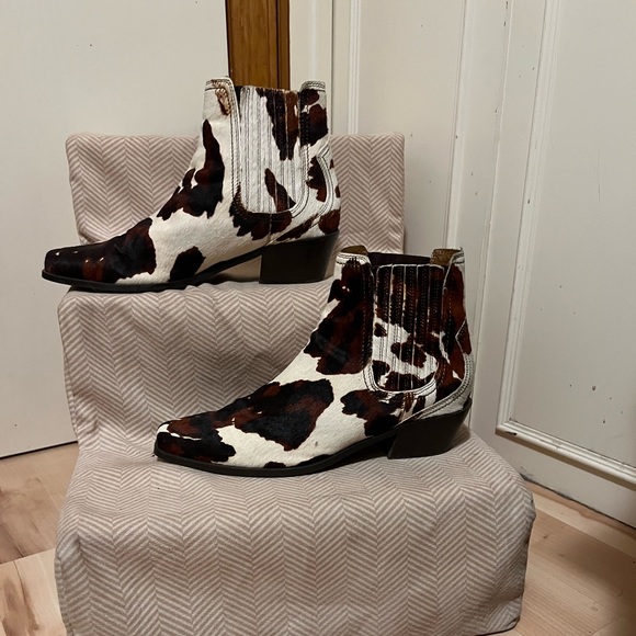 Zara Calf Hair Cow Print Pull-on Booties 41 - Picture 5 of 11